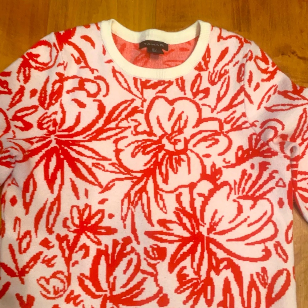 Red patterned sweater
